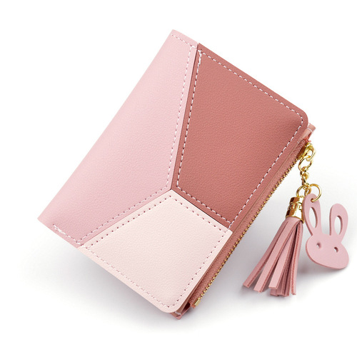 New Wallet Women's Short Wallet Female Student Wallet Fashion Korean Style Stitching Contrast Color Mini Thin Coin Purse