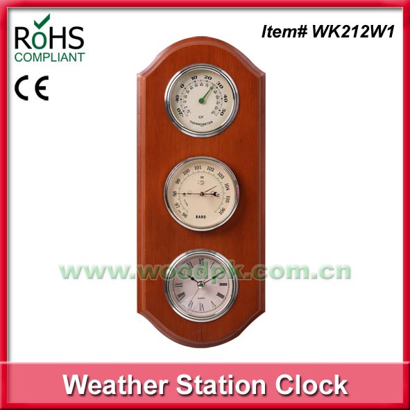 木质温度湿度气压计 室外挂钟 石英园林钟 多款可选 欢迎来样