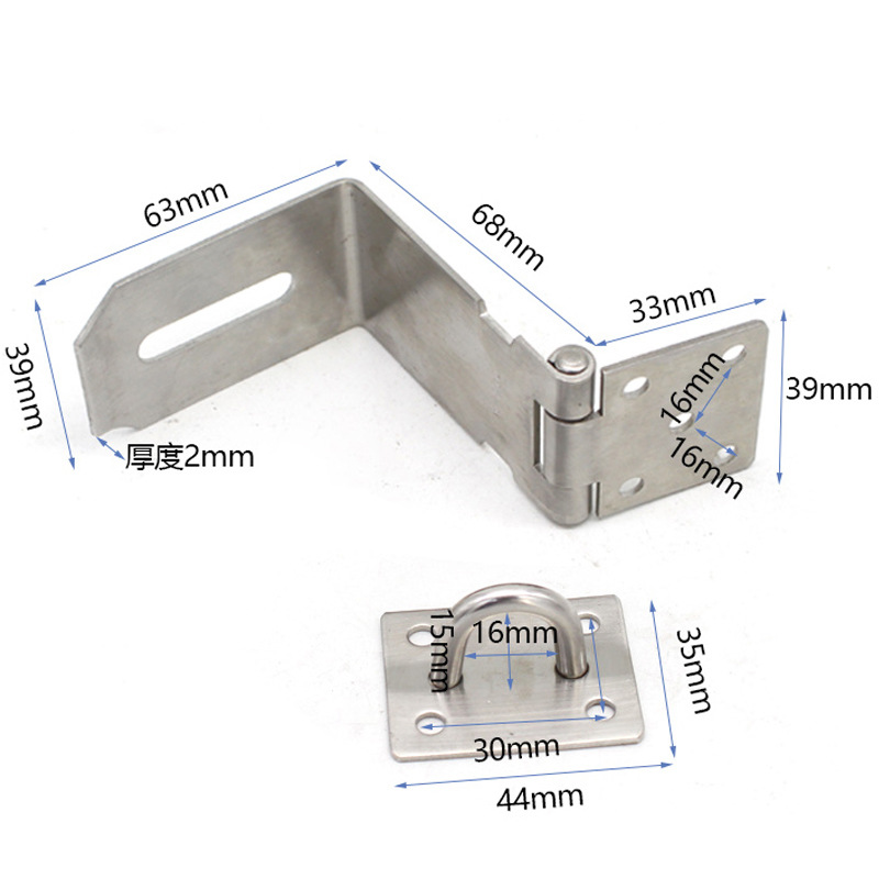 Jinrongda engrosada 90 grados ángulo recto cerradura de la tarjeta hebilla de la puerta hebilla de acero inoxidable candado abierto-montado antirrobo cerradura de la tarjeta hebilla