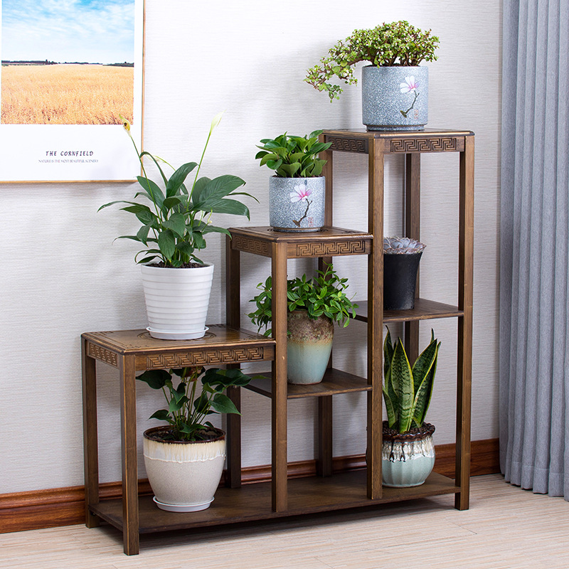 Estilo chino de bambú soporte de la flor de múltiples capas de combinación de interior TV gabinete lateral simple mesa de flores bonsai rack estante de almacenamiento rack tanque de peces