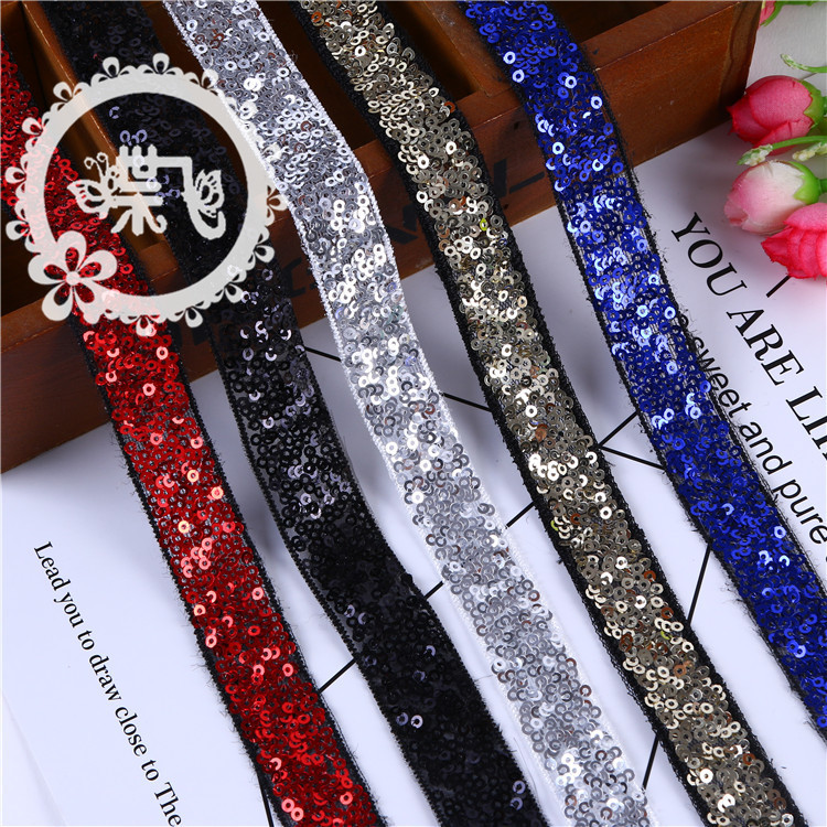 2cm乱片条码毛片珠片花边织带链条乱绣刺绣花边服装辅料现货特卖