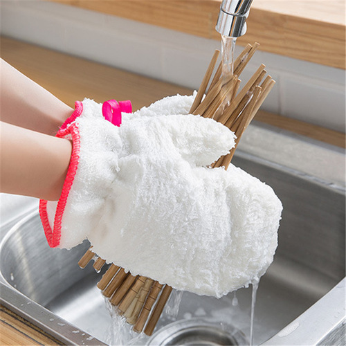 竹纤维洗碗手套 家用厨房清洁防水手套防滑不沾油洗衣服家务手套