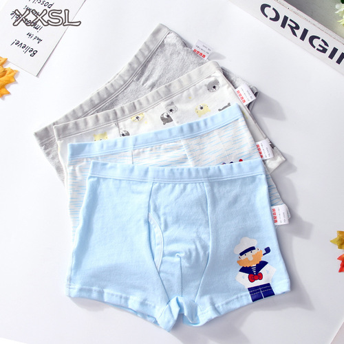 Children's underwear, men's pure cotton boxer briefs, small, medium and large children's pants, cartoon girls' boxer briefs bottoms