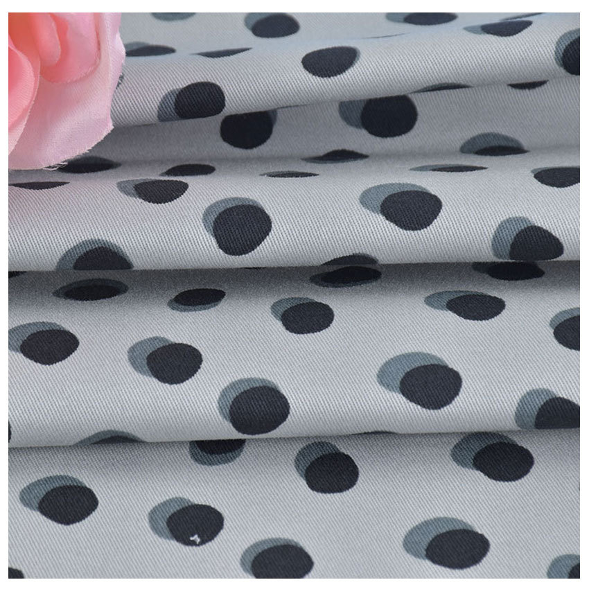 纯棉印花布 棉弹力纱卡印花 时装女裤装裙装面料 棉氨纶斜纹印花