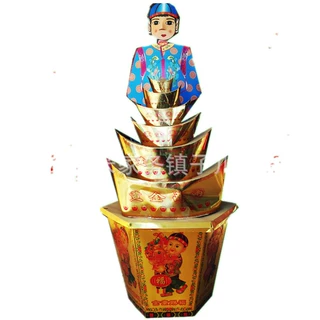 纸扎纸活用品童男玉女金童赐福玉女添财殡葬用品批发子川花圈厂家