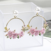 Brand earrings, cute ceramics from pearl, Korean style, internet celebrity, flowered, Aliexpress