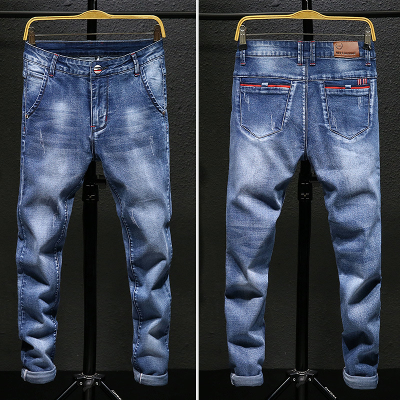 Men's jeans casual men's elastic slim fit spring and autumn pants_voghion.com