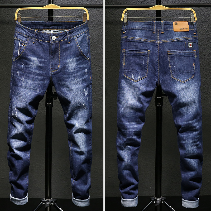 Men's jeans casual men's elastic slim fit spring and autumn pants_voghion.com