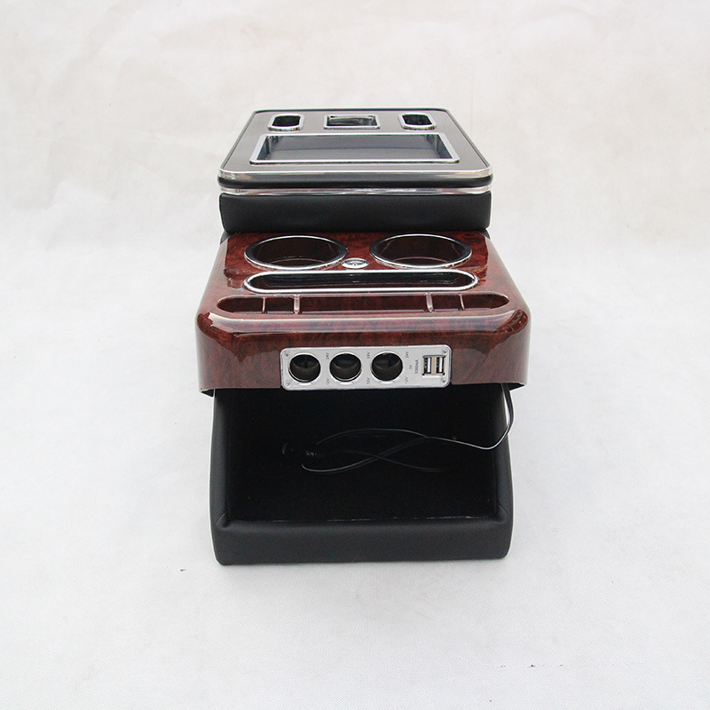 Armrest Box for, 马自达 本田 Armrest box - upgraded-wood-grain-black-with-light
