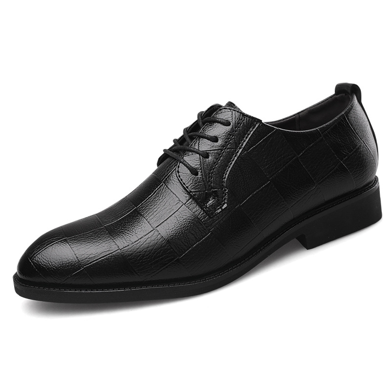 New Men's Casual Shoes Extra Large Size Business Dress Leather Shoes Men's Lace-Up All-Match Wedding Shoes