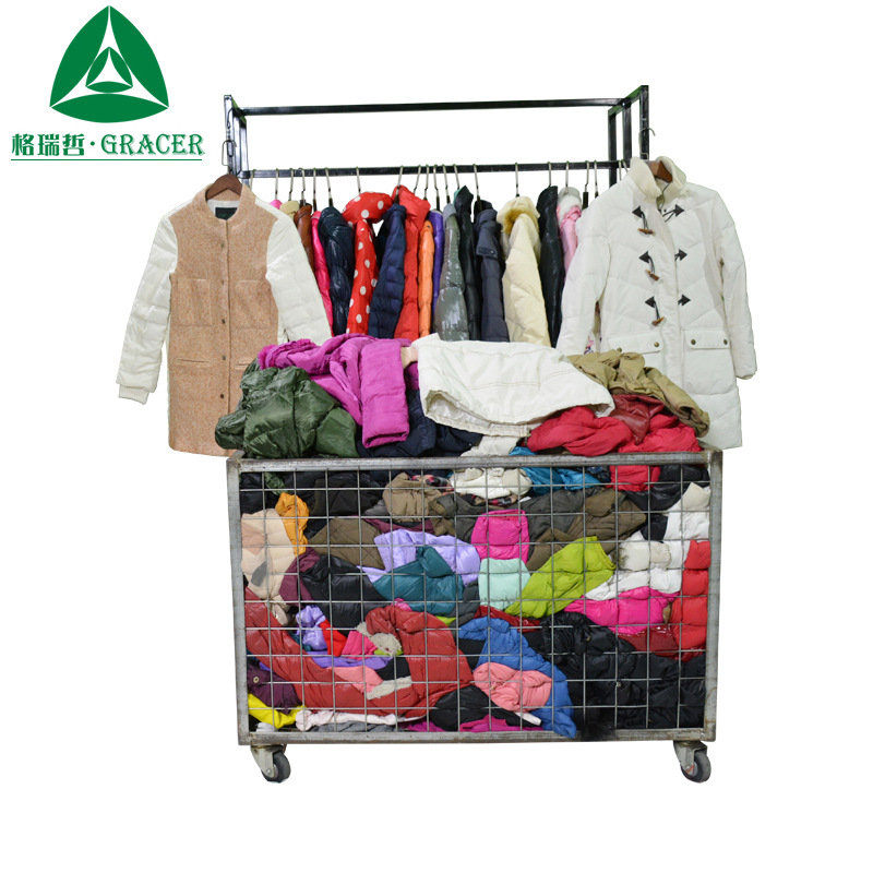 二手衣服出口非洲menladies jacket韩版连帽双排扣男女厚夹克棉料