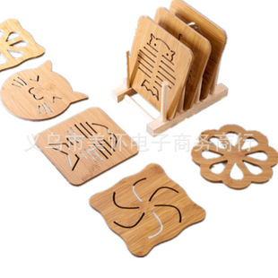 Hollow-out Cartoon Wooden Coaster Heat Insulation Mat Anti-scald Non-slip Place Mat Bowl Mat Pot Mat Dining Table Mat Tea Cup Mat Bracket