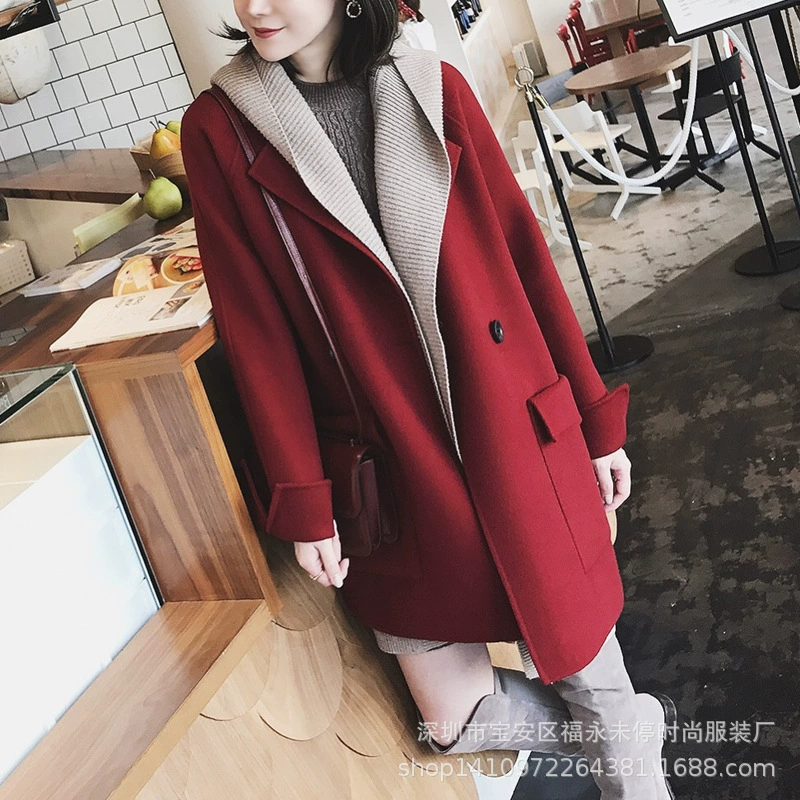 Осенний и зимний толстый мм шерстяное пальто средней и большой размер женская толстая шерстяная куртка средней длиной 826