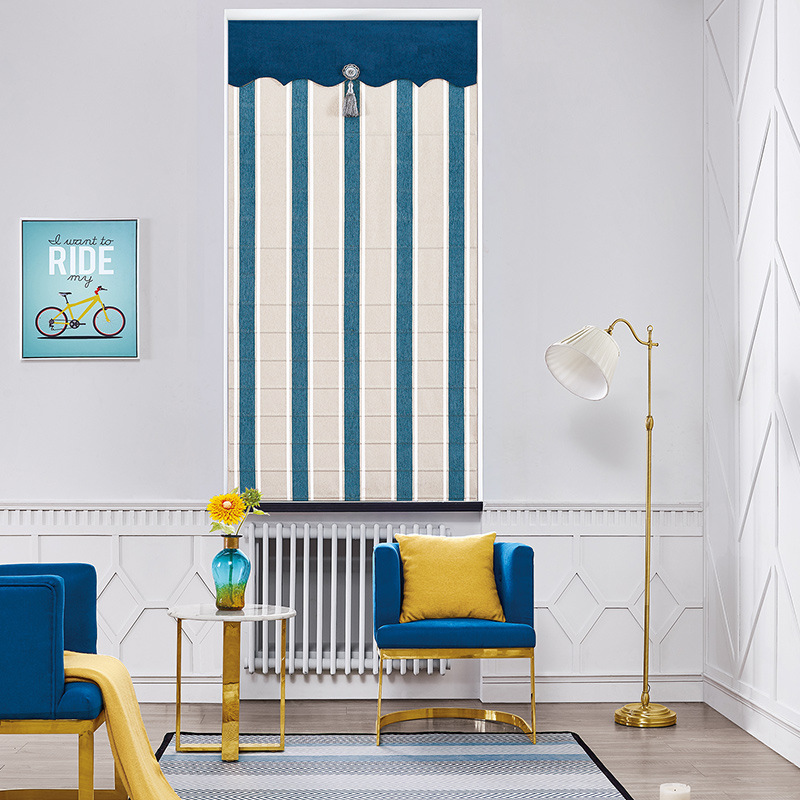 厂家直供折叠帘卷帘客厅窗帘卧室地中海扇形罗马帘全遮光百叶窗