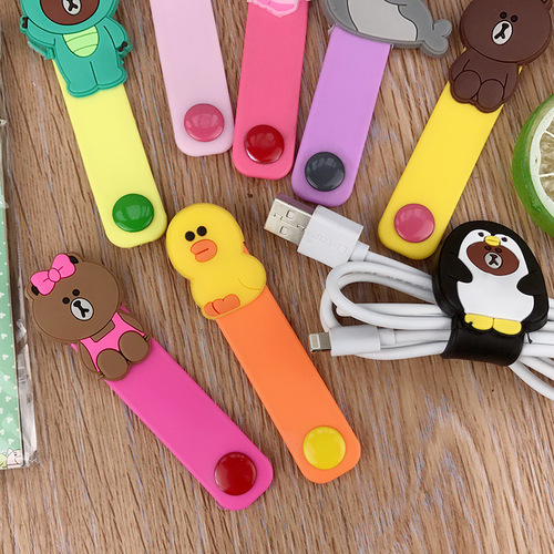 Cartoon-style nail clip cord organizer, earphone cord holder, storage clip, mini portable metal clip cord organizer