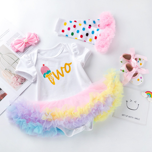Baby holiday set Amazon wish ebay best selling baby romper dress cartoon letter jumpsuit wholesale