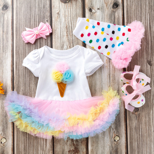 Baby holiday set Amazon wish ebay best selling baby romper dress cartoon letter jumpsuit wholesale
