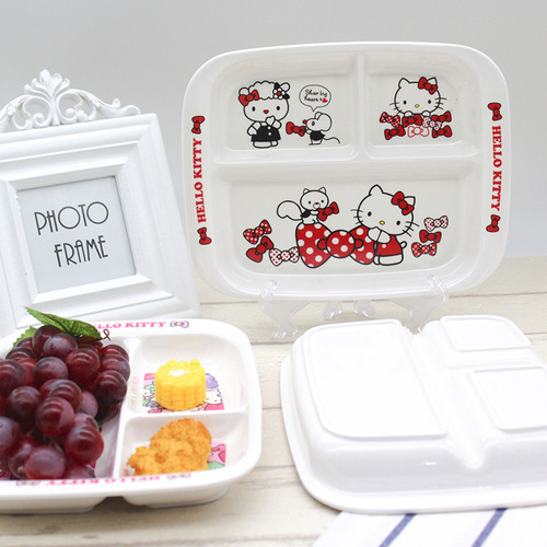 Creative A5 melamine environmentally friendly tableware baby household cartoon divided plate melamine Mickey three-compartment dinner plate