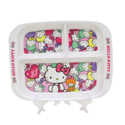 Creative A5 melamine environmentally friendly tableware baby household cartoon divided plate melamine Mickey three-compartment dinner plate