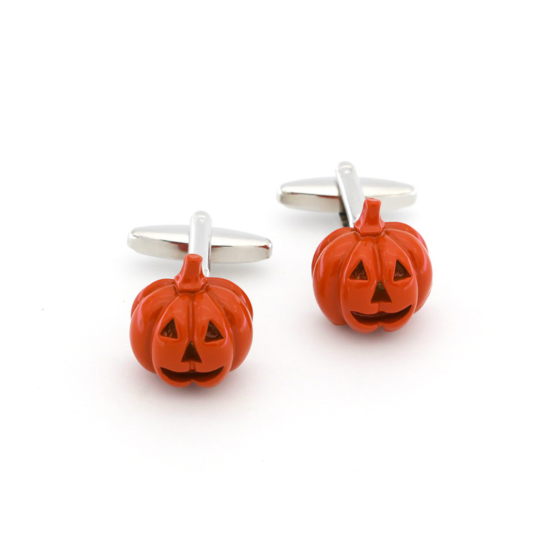 [Paint does not bubble] men's French shirt buttons fun entertainment Halloween pumpkin lamp cufflinks
