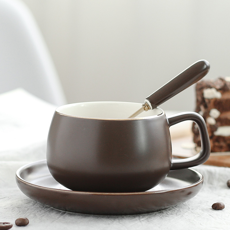 Taza de café en forma de tambor original Taza de moda retro Taza de agua Taza con platillo Cuchara Juego de caja de regalo al por mayor