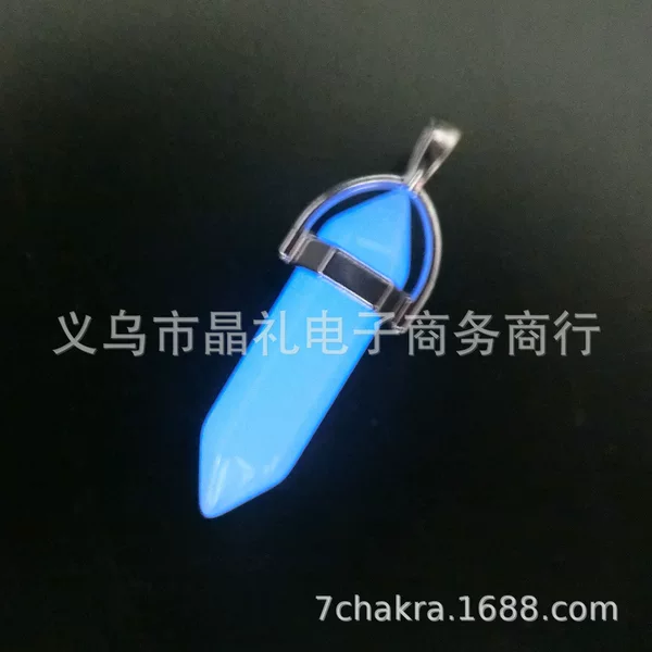 Luminous Cross-Border Hot Selling Fluorescent Stone Trinket Accessories Luminous Stone Bullet Hexagonal Column Necklace Pendant