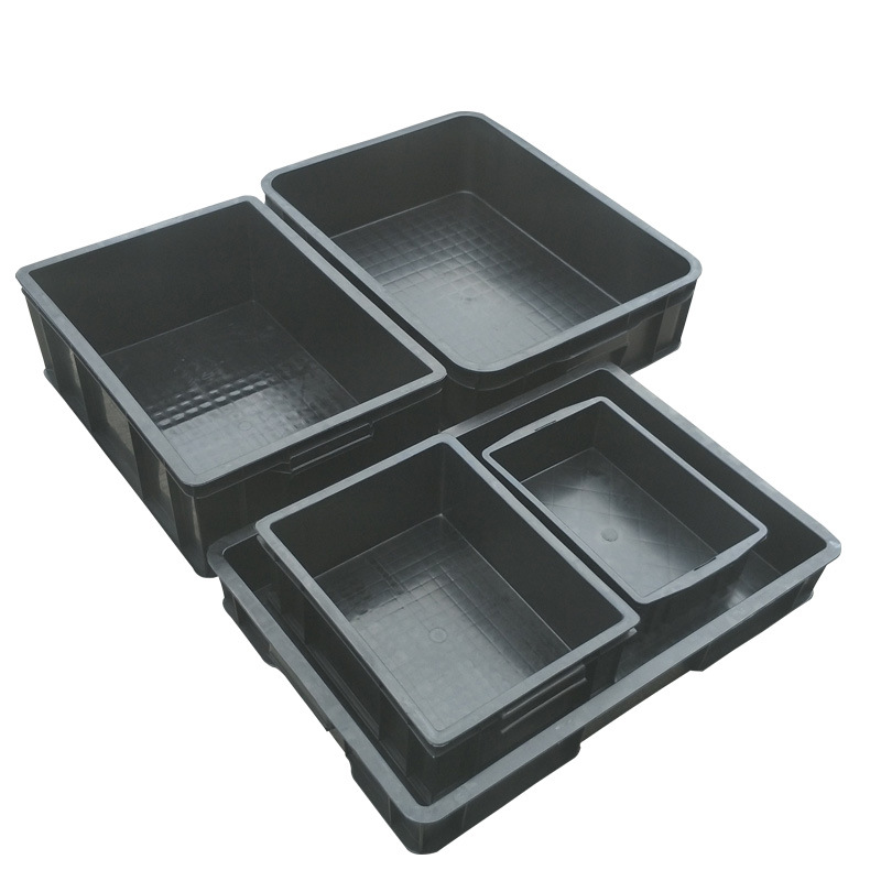 现货黑色防静电周转箱电子配件箱零件盒防静电箱带盖箱黑色塑料箱