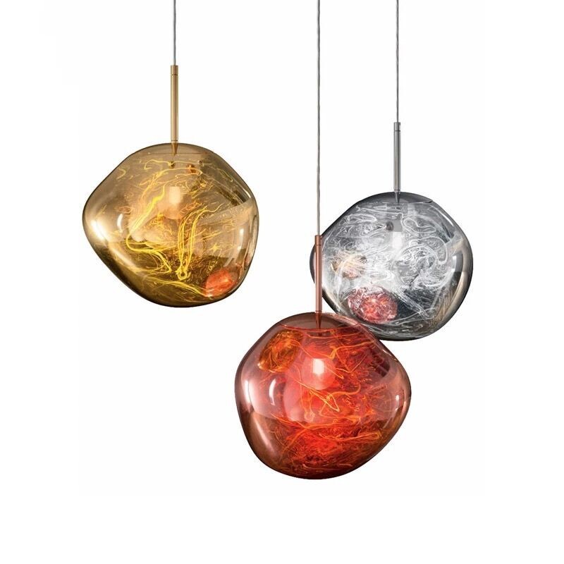 Electroplated Glass Chandelier Three-Head Creative Modern Minimalist Bar Fireworks Ball Scandinavian Restaurant Volcanic Lava Lamp Combination