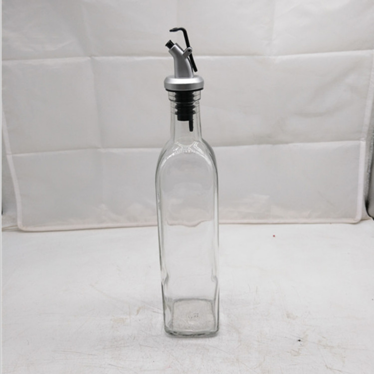 批发方形玻璃油瓶500ml厨房用品玻璃油壶家用酱油调料瓶带油嘴