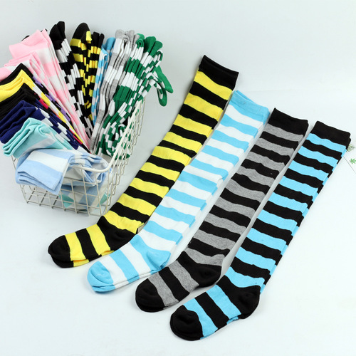 Christmas stocking striped thigh-high stockings for girls, Japanese long socks, over-the-knee socks, Halloween cosplay party socks