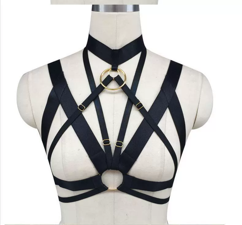 Harness, black bra, elastic bullet, underwear, lifting effect, Gothic