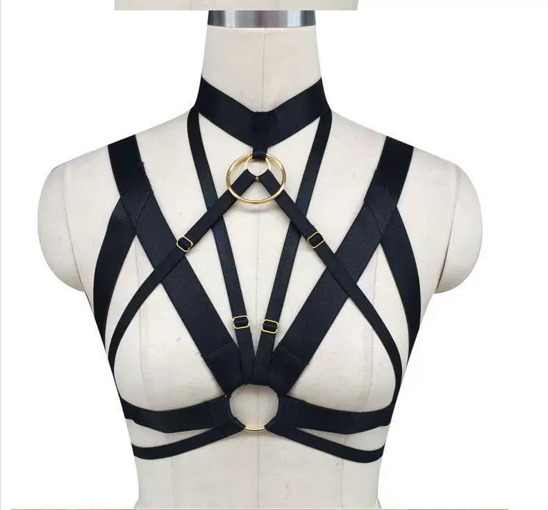 Harness, black bra, elastic bullet, underwear, lifting effect, Gothic