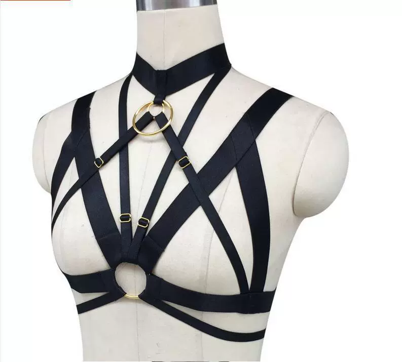 Harness, black bra, elastic bullet, underwear, lifting effect, Gothic