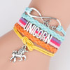 Cross -border explosion accessories Wish colorful letter unicorn bracelet multi -layer weaving color unicorn bracelet