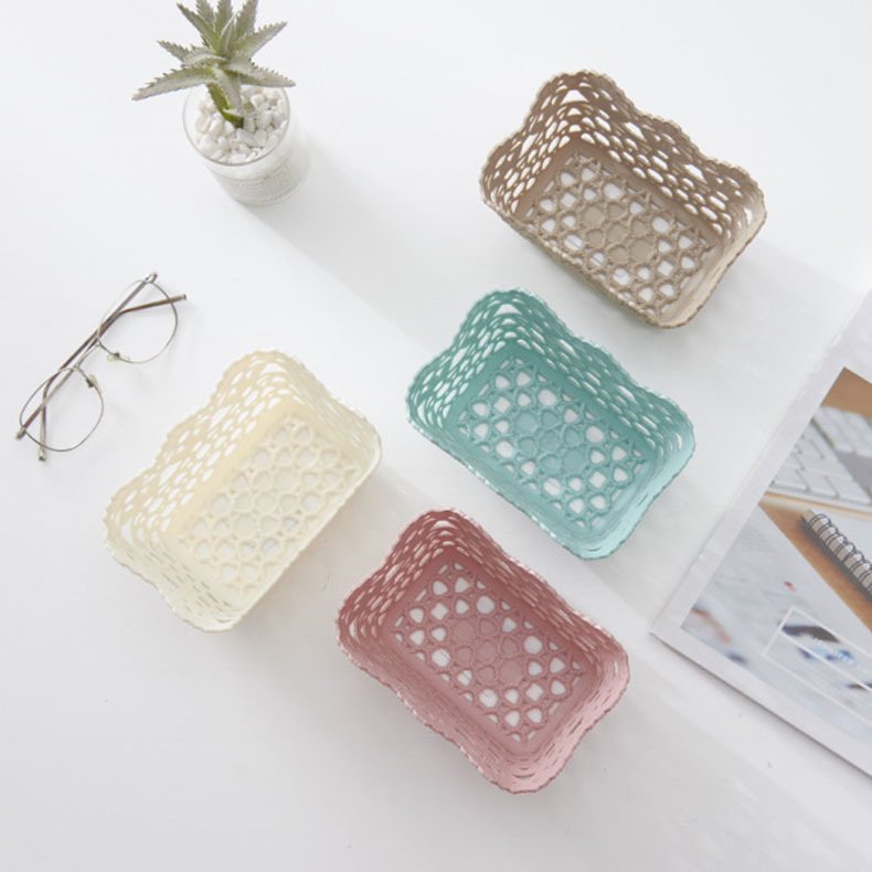 New imitation wool hollow storage basket, rectangular fashionable plastic fruit basket, living room and bedroom storage basket wholesale