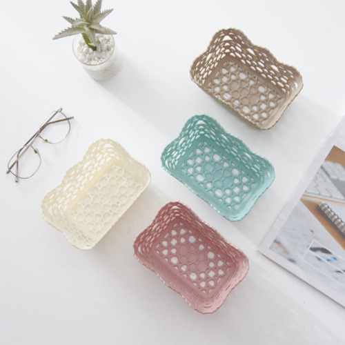 New imitation wool hollow storage basket, rectangular fashionable plastic fruit basket, living room and bedroom storage basket wholesale