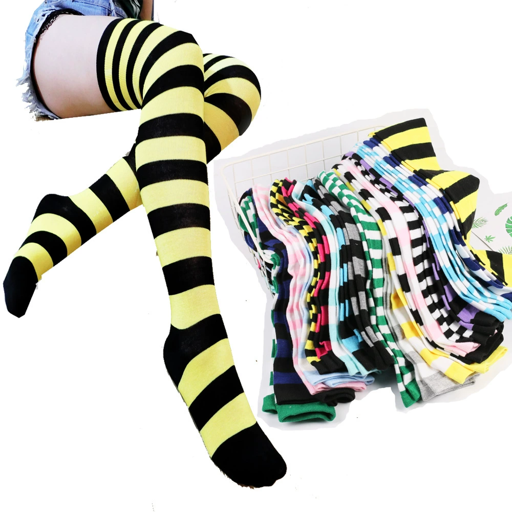 Knee-high Socks Japanese Style, Striped Cosplay & Halloween, Tube 50 cm, Polyester