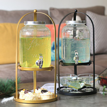 4升果汁架婚庆酵素桶储酿器果汁罐mason jar黑色铁架子dispenser