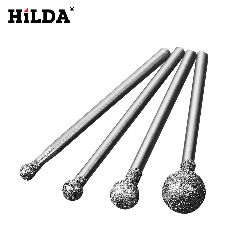 Hilda diamante pulido cabeza redonda esférica diamante pulido cabeza 3mm eléctrica molienda piedra cruda peeling pulido varilla aguja