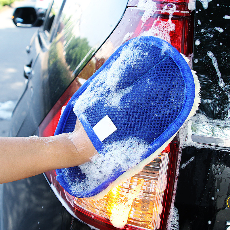 Guantes de cera de pulido similares a la lana guantes de lavado de autos guantes de doble cara Herramientas de limpieza de automóviles al por mayor image 4