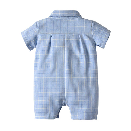Korean Version New Summer Children's Striped Short Sleeve Cotton Baby Onesie Two Colors Outing Hosiery Climbing Suit