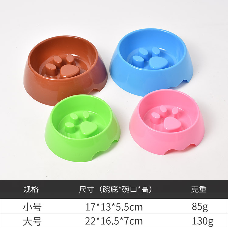 Suministros para mascotas perro anti-estrangulamiento tazón de comida lenta engrosada plástico para mascotas tazón individual entrega de una sola pieza