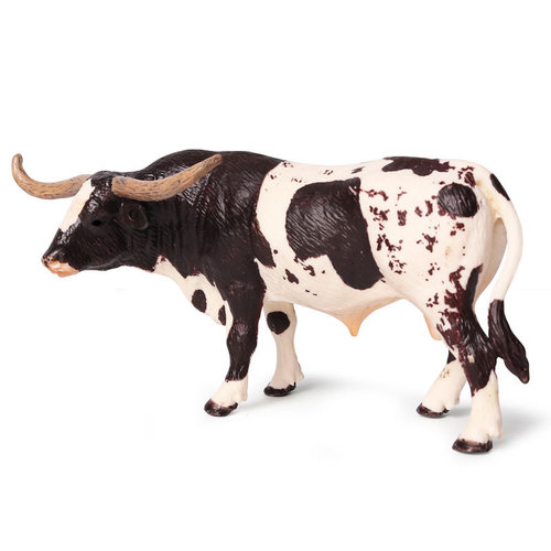 Solid simulation wild animal cattle model Texas Longhorn cattle ranch cow children's toy ornaments