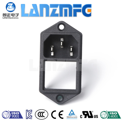 LANZMFG朗正LZ-14-6F品字插座带开关带耳朵二合一三芯AC电源插座