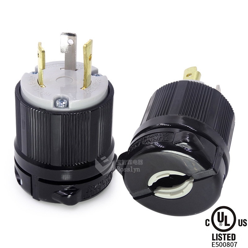 NEMA L5-30P美标插头 美国美规防松工业接线插头 美式锁式插头