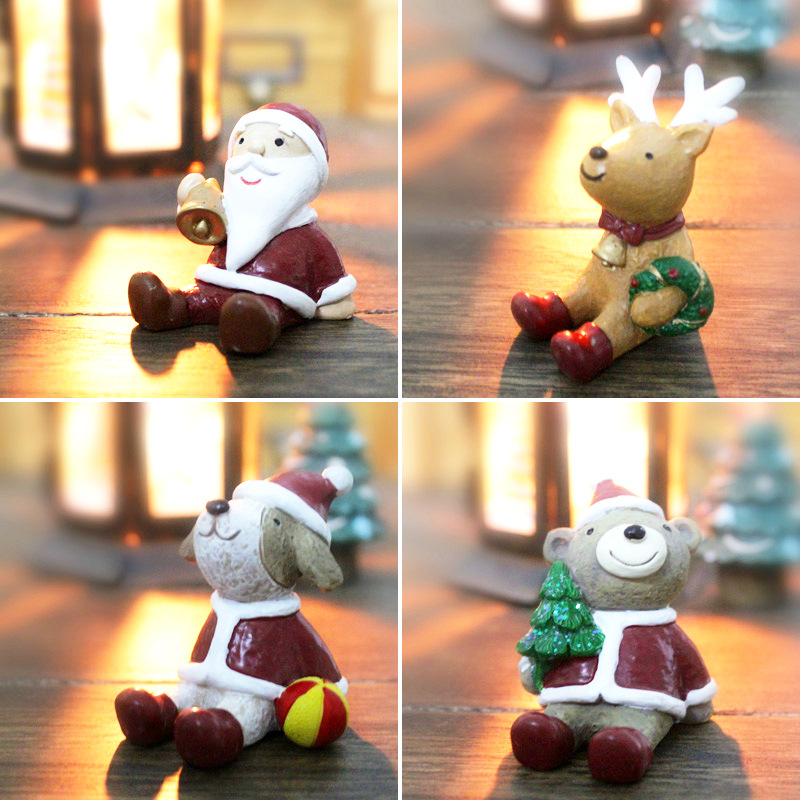 Creativa mini Navidad pequeños adornos de dibujos animados de Navidad artesanías regalos micro paisaje maceta decoración adornos a juego