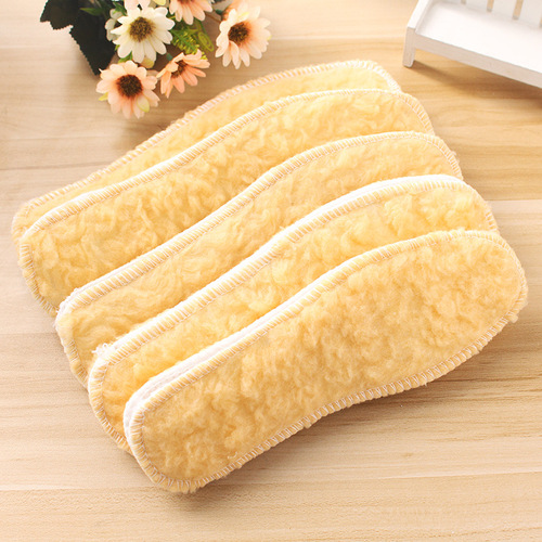 Comfortable and warm winter plush cotton insoles, lamb velvet felt insoles, breathable velvet snow boot insoles for men and women