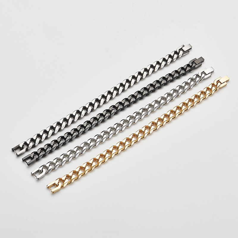 Domestic and foreign popular jewelry titanium steel retro men's bracelet trendy jewelry spot wholesale six-sided grinding Cuban chain