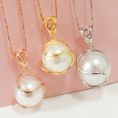 圓珠扣空托 S925純銀圓珠吊墜扣12-14mm翡翠蜜蠟珠水晶銀扣圓珠托