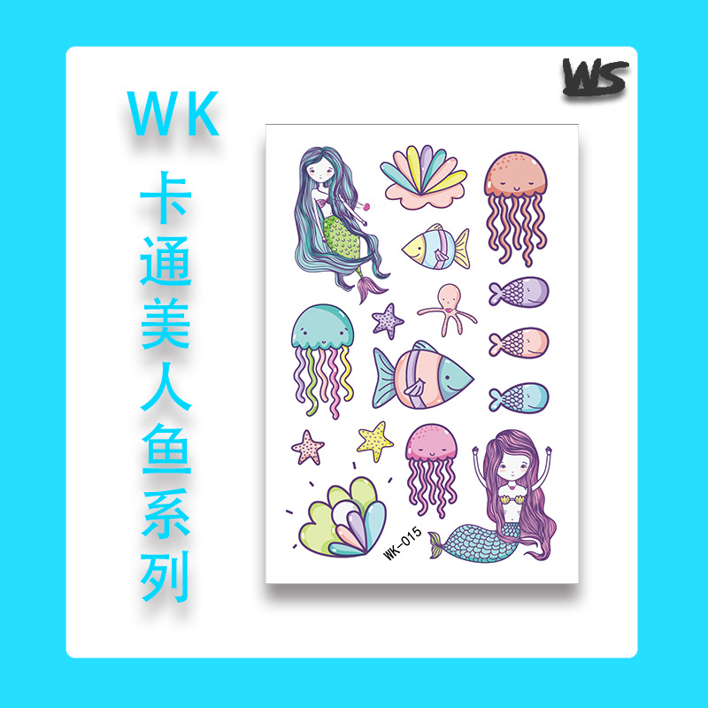 Tatuajes Temporales Infantiles de Unicornio y Sirena Papel de Transferencia de Agua Multicolor para Niños